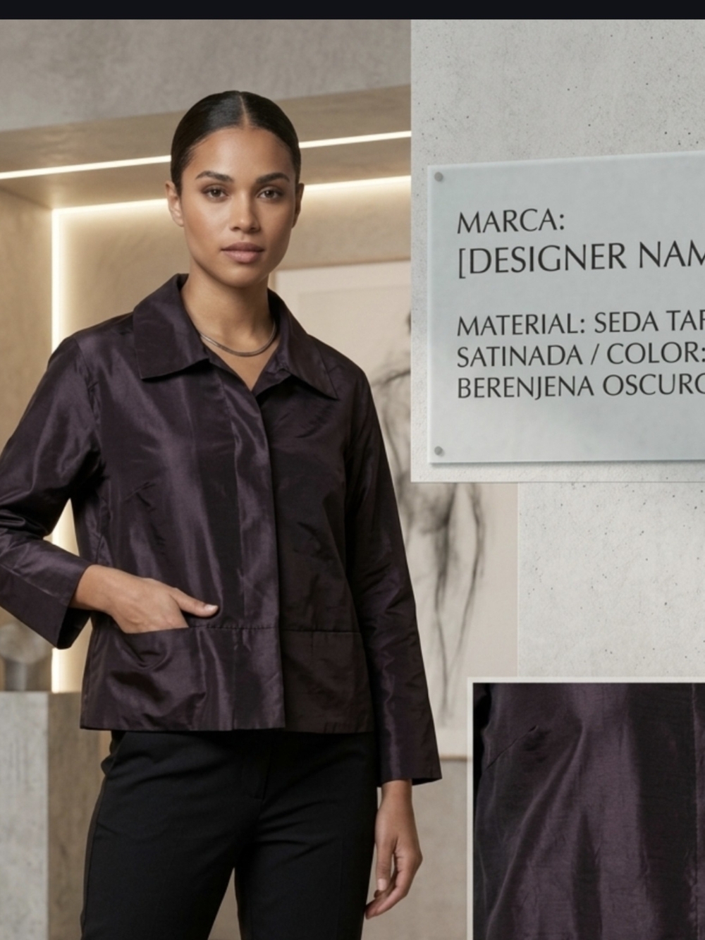 Peter O. Mahler Satin-Effect Dark Eggplant Blazer Jacket